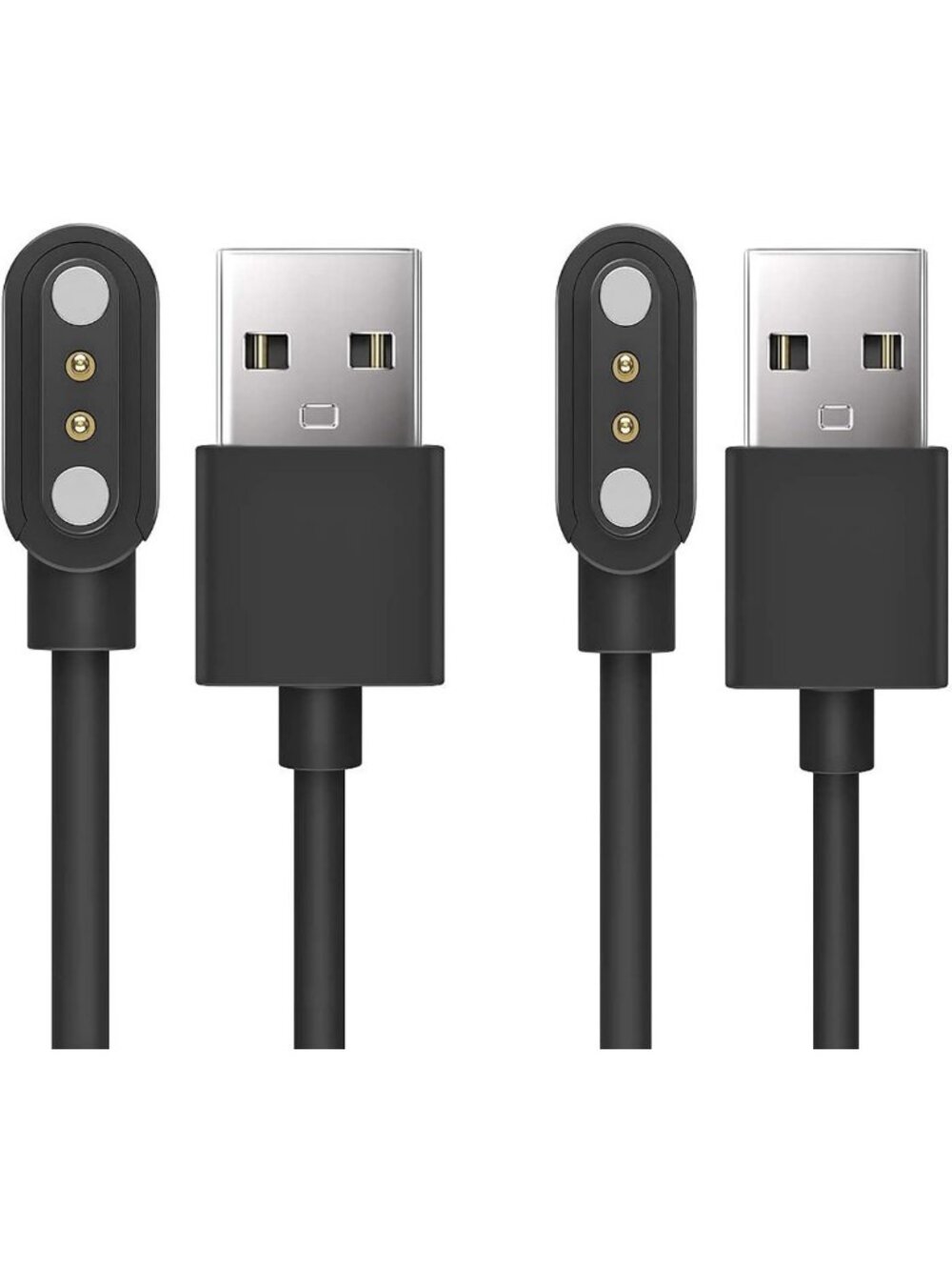 Magnetic USB Charging Cable for Smartwatches - 2 Pack Black, Compatible with